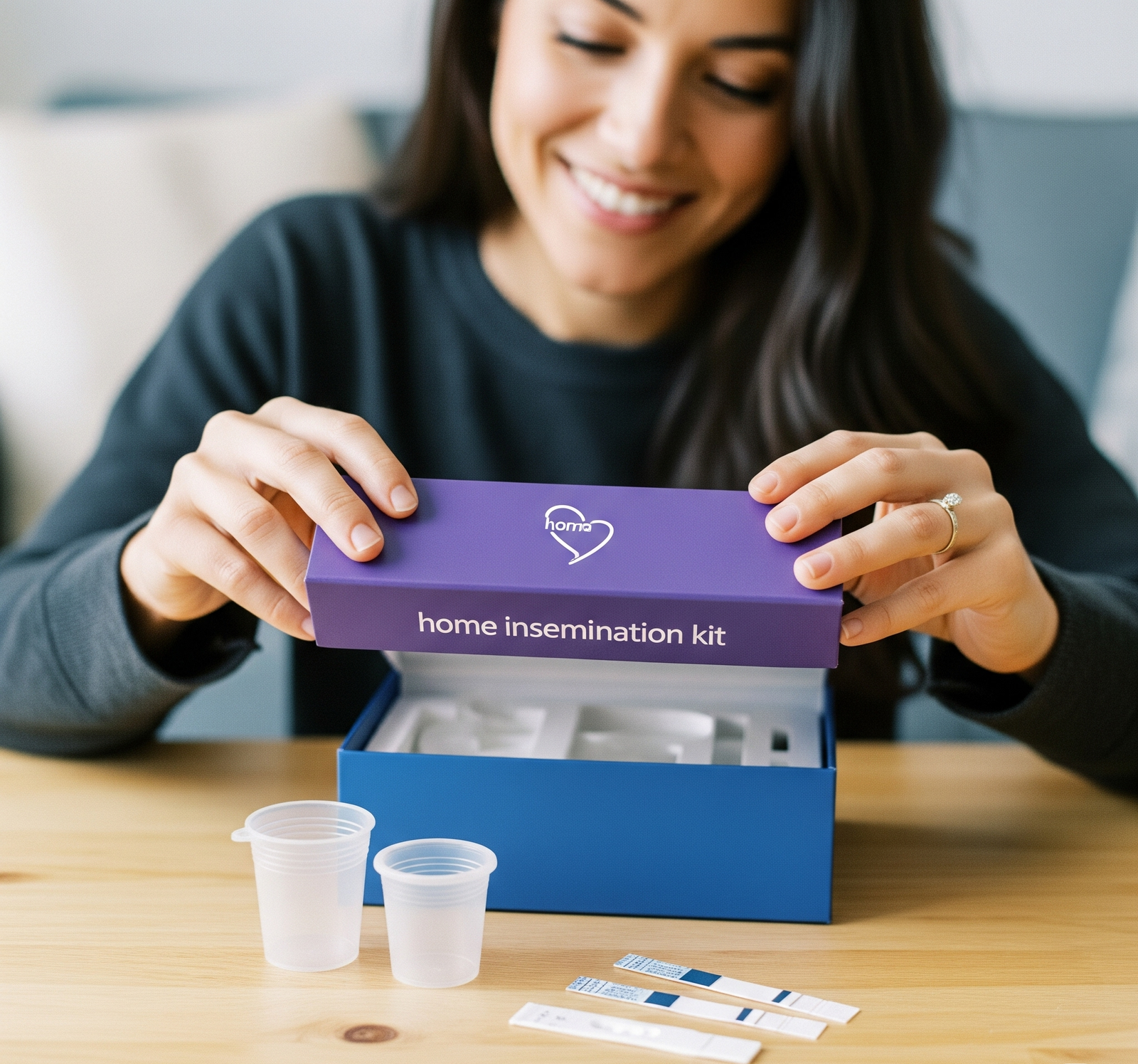 woman opening a iui kit