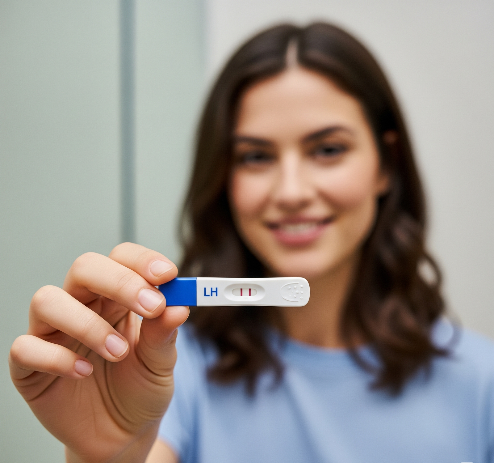 woman holding LH strip