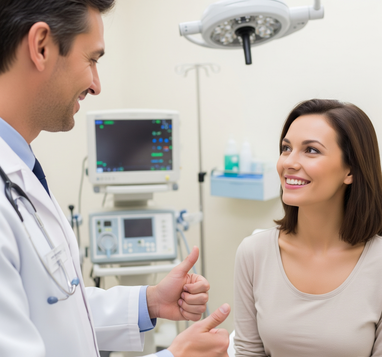 doctor giving patent the thumbs up