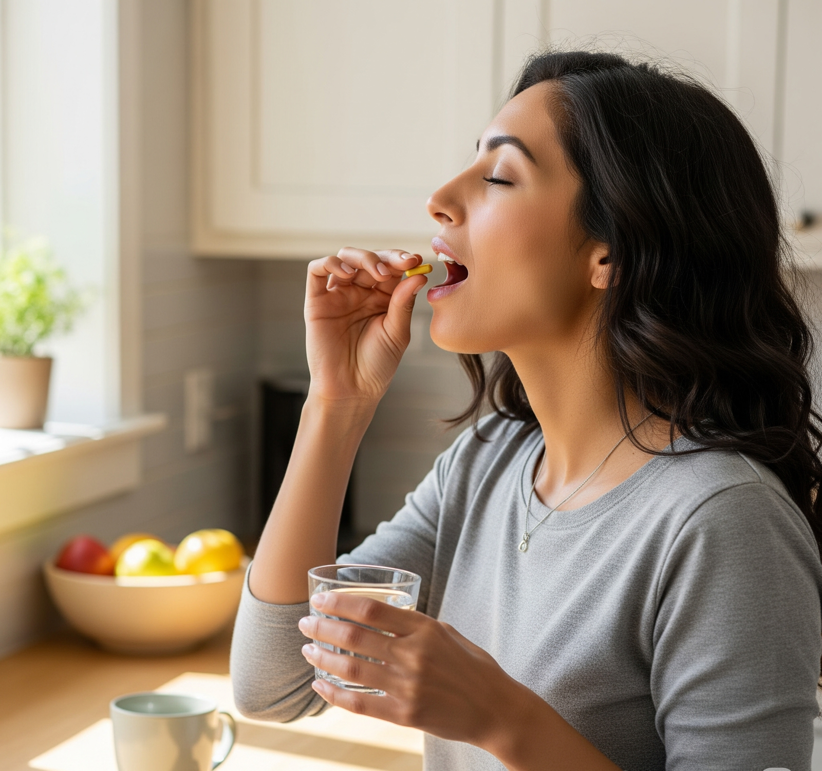 woman taking prenatal supplements