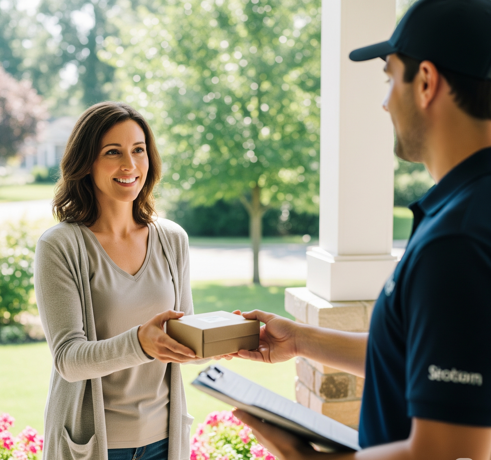 woman receiving sperm bank delivery