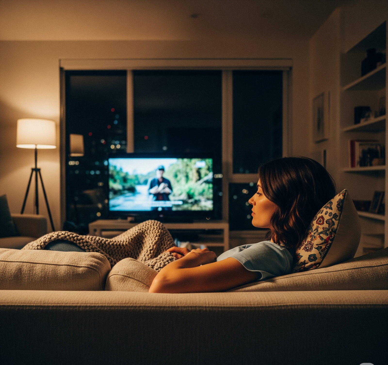 woman relaxing on couch after iui