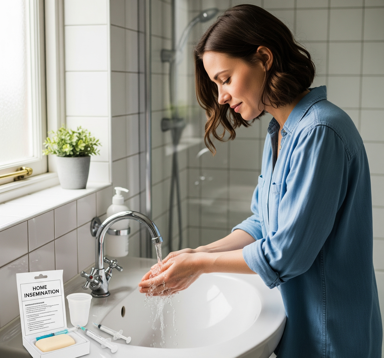 woman washing hands before At Home Insemination 
